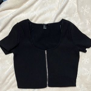 Forever 21 Crop Top Zip Up